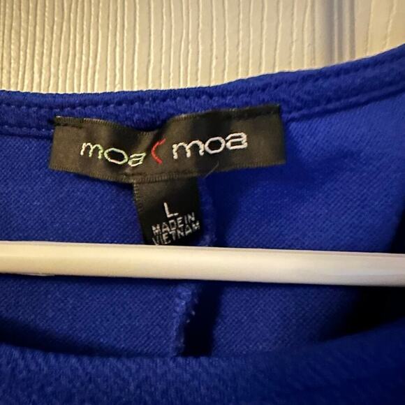 MOA MOA LASER CUT SLEEVE BLOUSE TOP COBALT BLUE SIZE L - Picture 2 of 5
